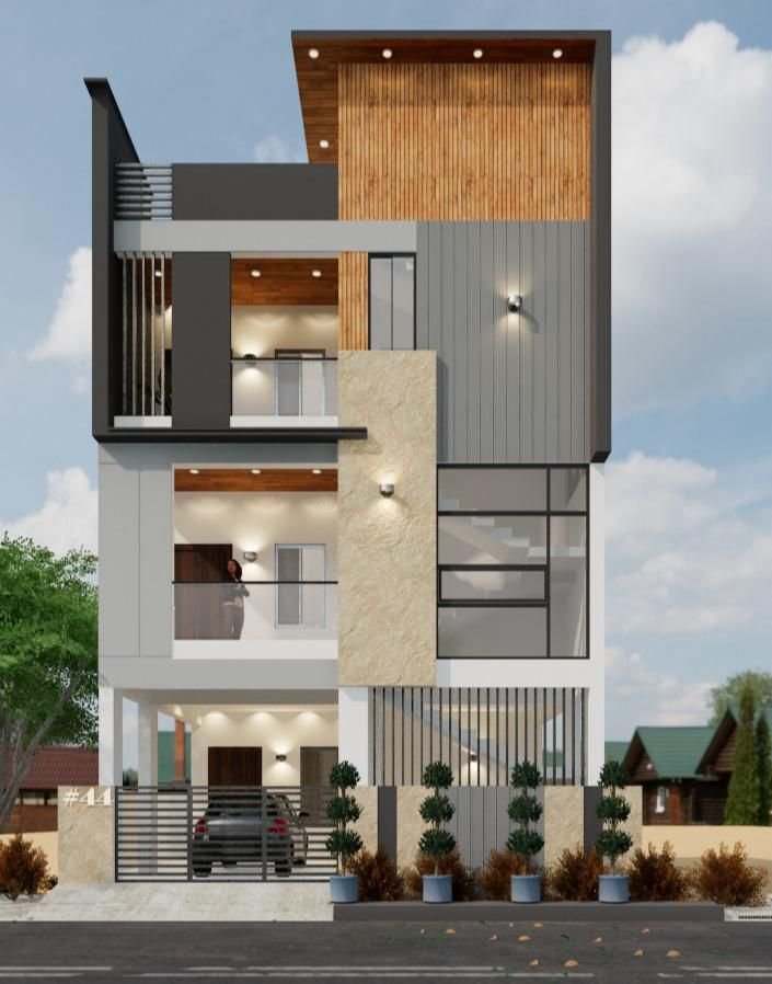 3D render of Glass-Front Residence